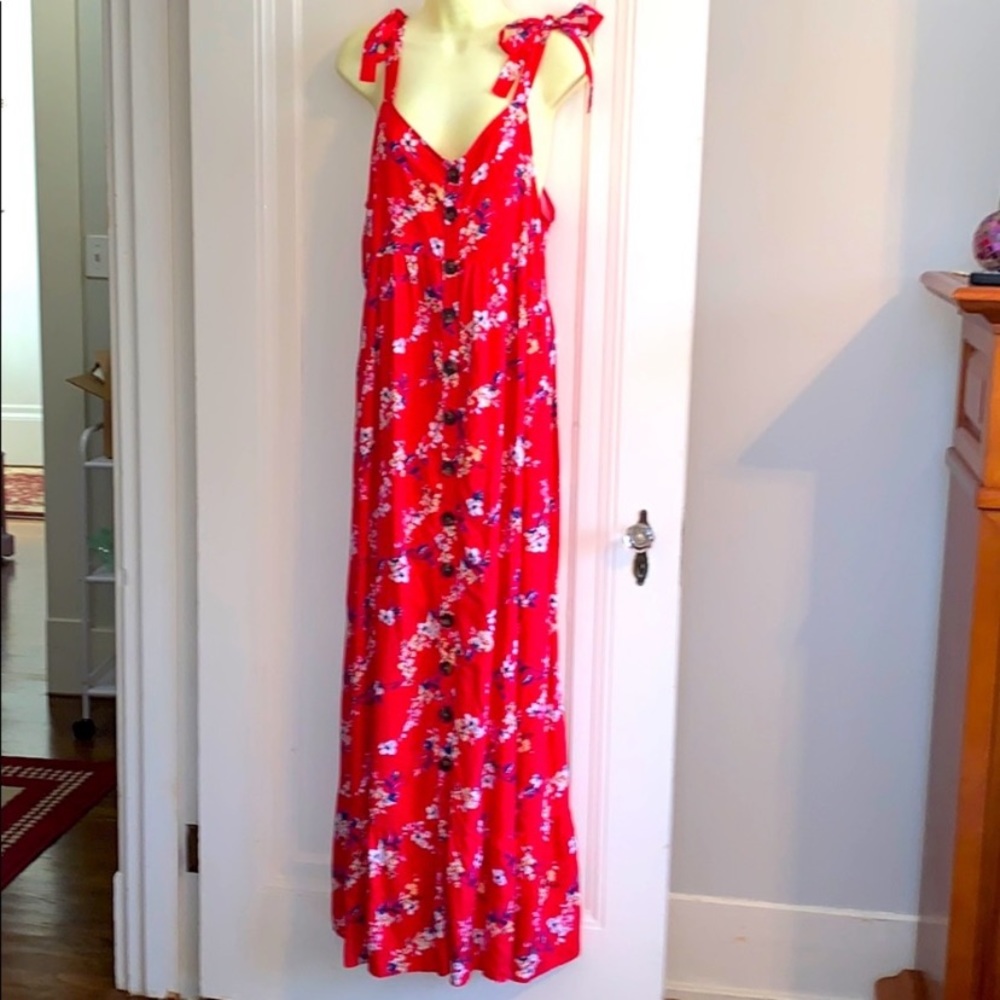 NWOT Isabel maternity red floral maxi dress